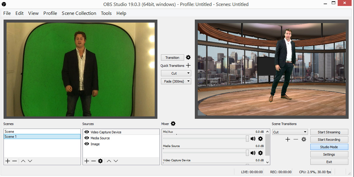 OBS Studio Live Streaming Virtual Sets