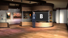 Virtual Set Studio 148 for Wirecast is a living room with an art gallery.