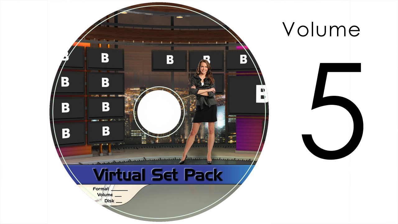 Virtual Set Pack Volume 5 After Effects:  Royalty Free, Includes 10 Virtual Sets with 16 Angles Each in After Effects Format: Studio172 Studio173 Studio175 Studio176 Studio177 Studio178 Studio179 Studio180 Studio181 Studio182